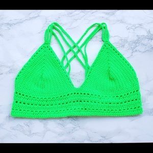 Handmade crochet neon bralette